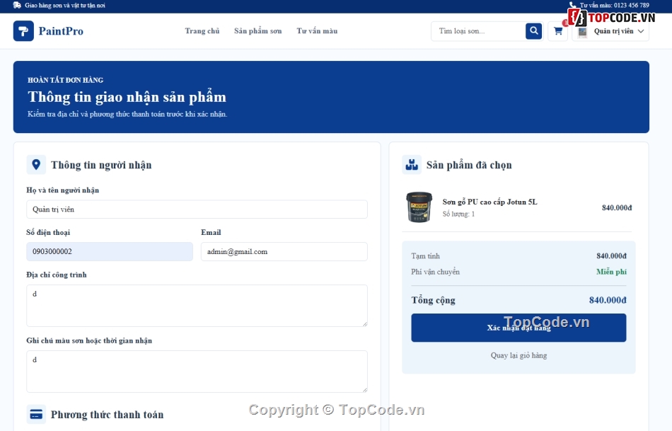 Paint,web bán sơn,website dự án